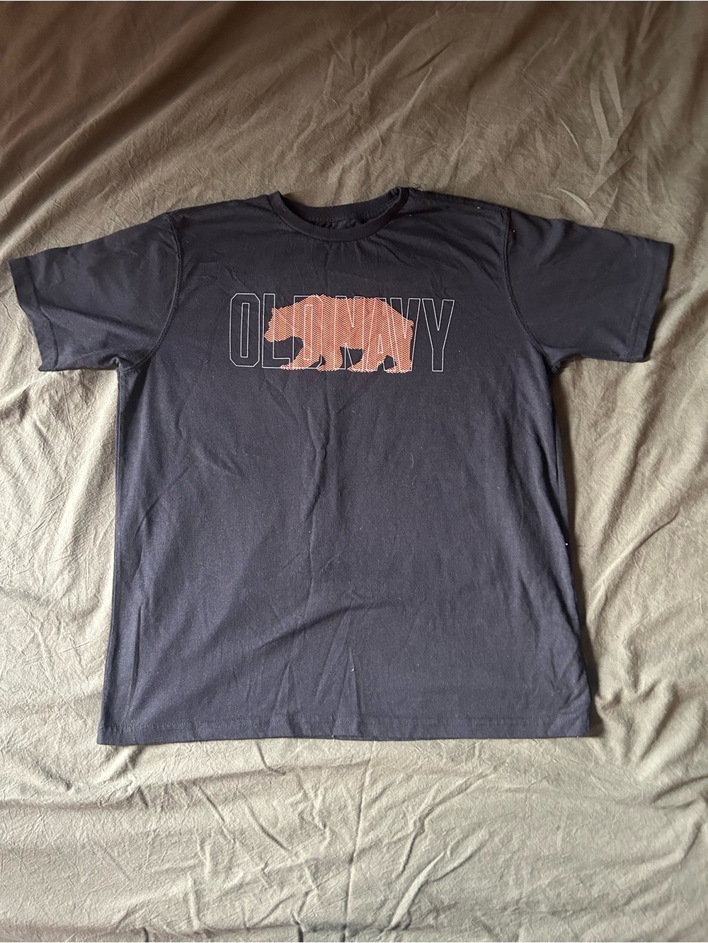 Old Navy Black Tee with Rust Bear Graphic